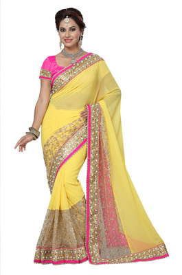 

Ishin Embellished Fashion Georgette Saree(Yellow)