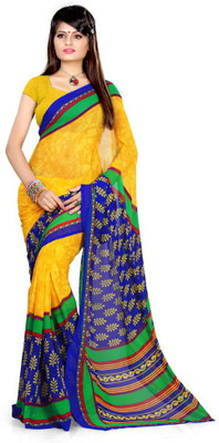 

EthnicQueen Floral Print Fashion Georgette Saree(Yellow)