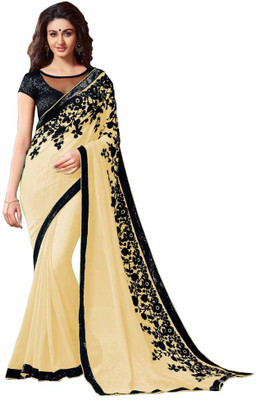 

Stylezone Embroidered Fashion Chiffon Saree(Beige