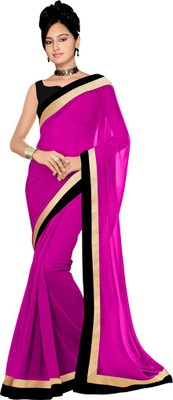 

Indian Wear Online Plain Fashion Chiffon Saree(Pink)