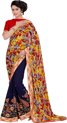 

Lovelylook Embroidered Daily Wear Jacquard, Georgette Saree(Blue, Multicolor), Navy blue & multicolor