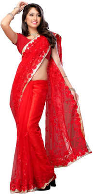 

Dancing Girl Embroidered Bollywood Net Saree(Red)