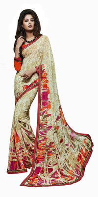 

Khushali Self Design, Printed Fashion Georgette Saree(Beige, Multicolor)