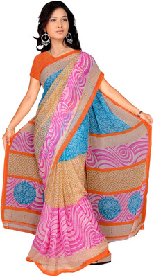 Parisha Self Design, Printed Fashion Chiffon Saree(Pink, Multicolor), Multicolor;pink