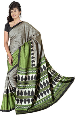 

Khoobee Self Design, Printed Fashion Art Silk Saree(Beige, Green)