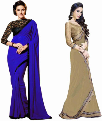 

Stylezone Self Design Fashion Chiffon Saree(Pack of 2, Blue, Beige), Beige;blue