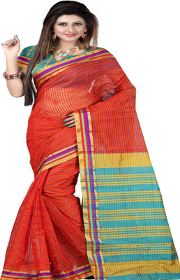 

Laxmi Pooja Printed Fashion Cotton Linen Blend Saree(Red)
