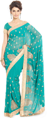 

Soch Embroidered Fashion Chiffon Saree(Green)