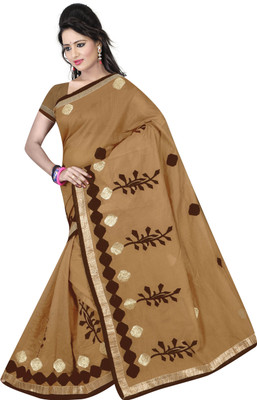 

Indianbeauty Self Design, Embroidered Fashion Cotton Saree(Beige)