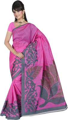 

Manthan Printed Daily Wear Art Silk Saree(Pink)