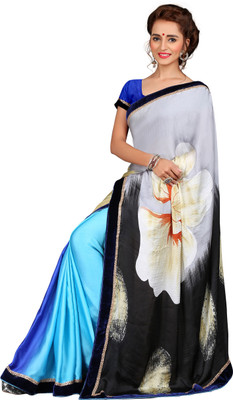 

Khushali Self Design, Printed Fashion Satin, Georgette Saree(Light Blue, Grey, Multicolor), Grey;light blue;multicolor