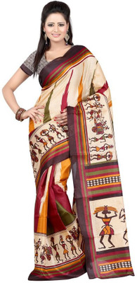 

Gunjan Creations Printed Bhagalpuri Printed Silk Saree(Multicolor)