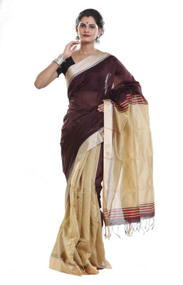 

Sanrocks Global Fashions Woven Tant Cotton Saree(Brown)