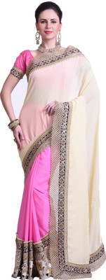 

Chirag Sarees Embellished Fashion Synthetic Georgette Saree(Multicolor), Beige-pink