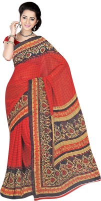 

Khushali Self Design, Printed Fashion Georgette Saree(Red, Multicolor), Red;multi