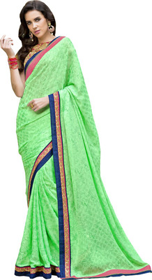

Manthan Embroidered Daily Wear Satin, Chiffon Saree(Green)