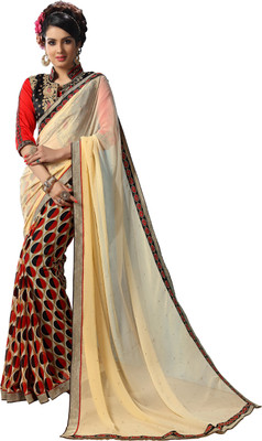 

Khoobee Self Design, Printed, Embellished Fashion Georgette Saree(Beige, Multicolor)