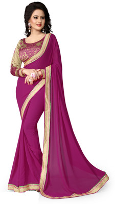 

Indianbeauty Solid Fashion Georgette Saree(Purple), Light purple