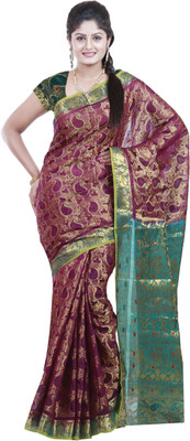 

Mimosa Woven Kanjivaram Art Silk Saree(Purple), Mejantha