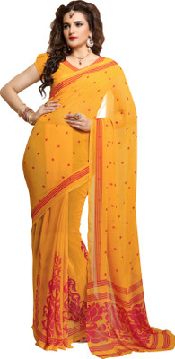 

Jiya Self Design, Printed Fashion Georgette Saree(Yellow)