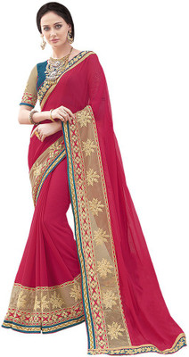 

Shree Vardhman Printed Bollywood Georgette Saree(Multicolor), Red