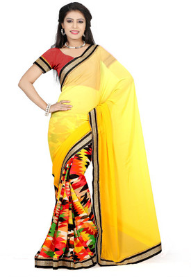 

Party Wear Dresses Printed Fashion Chiffon Saree(Yellow)