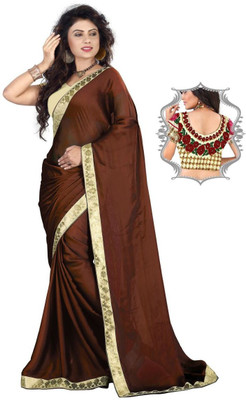 

Stylezone Embroidered Fashion Satin Saree(Brown), Maroon
