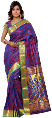 

Manthan Printed Daily Wear Art Silk Saree(Blue, Purple)