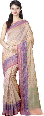 

Chandrakala Woven Banarasi Cotton Saree(Beige), Peach