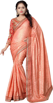 

Ishin Embroidered Fashion Satin Saree(Pink)