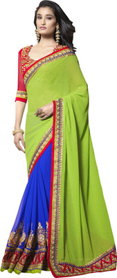 

Saara Self Design Fashion Georgette Saree(Green, Blue)