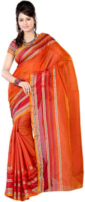 

Sanju Sarees Plain Fashion Art Silk Saree(Orange)