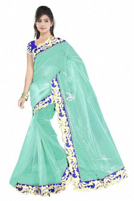 

Dancing Girl Embroidered Bollywood Net Saree(Green)