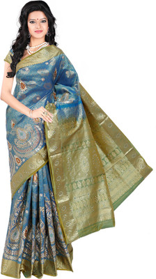 

Roopkala Silks Embellished Dharmavaram Brocade Saree(Green)