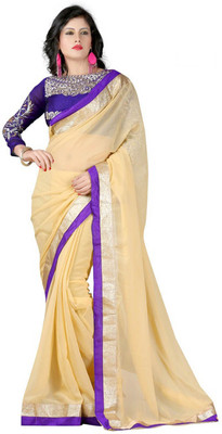 

Monika Silk Mill Solid, Plain Daily Wear Georgette Saree(Gold)
