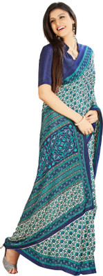 

Khushali Printed Fashion Crepe Saree(Multicolor), Blue;cream