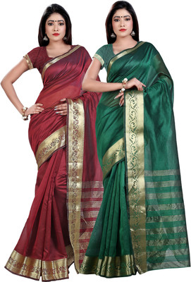 

Weavedeal Solid Banarasi Chanderi Saree(Pack of 2, Multicolor)