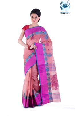 

Tantuja Woven Tangail Cotton Saree(Pink)