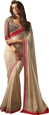 

Brijraj Embroidered Fashion Georgette Saree(White)