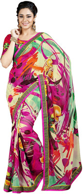 

Parisha Printed Fashion Georgette Saree(Pink, Multicolor), Multicolor;pink