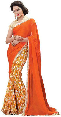 

Manthan Printed Daily Wear Georgette Saree(Orange)
