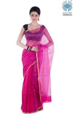 

Tantuja Woven Tangail Silk Saree(Pink)