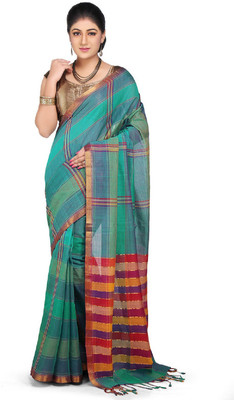 

Devi Handlooms Woven Mangalagiri Handloom Cotton Saree(Blue)