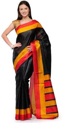 

Cenizas Solid Fashion Art Silk Saree(Multicolor), Red