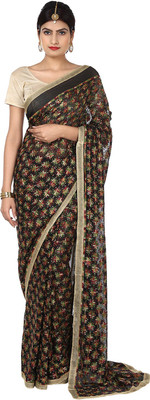 

Ethnic Bliss Lifestyles Self Design Fashion Handloom Chiffon Saree(Black, Black multicoloured