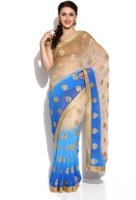 

Soch Self Design Fashion Chiffon Saree(Beige, Blue)