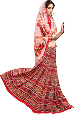 

Jiya Self Design, Printed Fashion Georgette Saree(Multicolor)