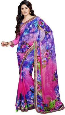 Ewows Printed Fashion Georgette Saree(Blue)