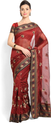 

Soch Embellished Fashion Cotton Saree(Maroon)