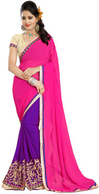 

New Trend Embroidered Fashion Georgette Saree(Multicolor)